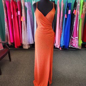 Prom Dress Agapi 2799 Orange Size 4 Glitter Formal/Evening Gown